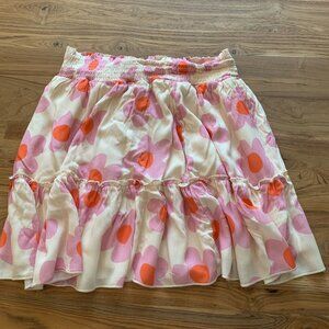 New Pink Lily Sz L White/Purple/Pink Floral Mini Skirt